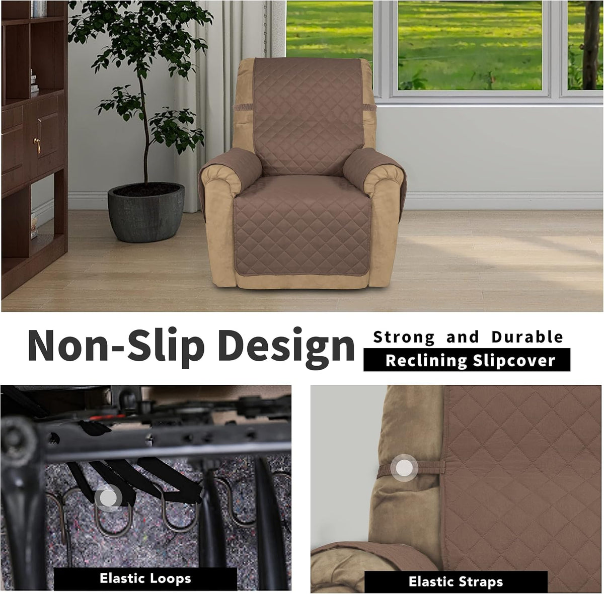 Reversible Couch Cover, 3 Cushion Sofa, Large, Chocolate/Beige | Machine Washable Slipcover For Dogs, Water Resistant Furniture Mat For Living Room, Non-Slip Sofa Cover, Pet Friendly - Colors B