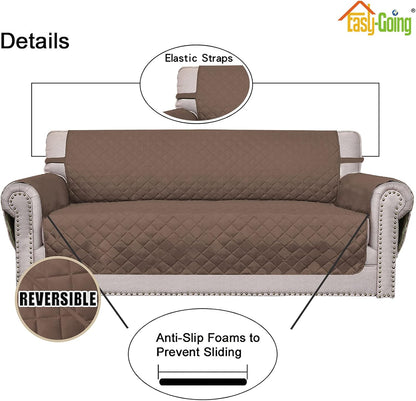 Reversible Couch Cover, 3 Cushion Sofa, Large, Chocolate/Beige | Machine Washable Slipcover For Dogs, Water Resistant Furniture Mat For Living Room, Non-Slip Sofa Cover, Pet Friendly - Colors B
