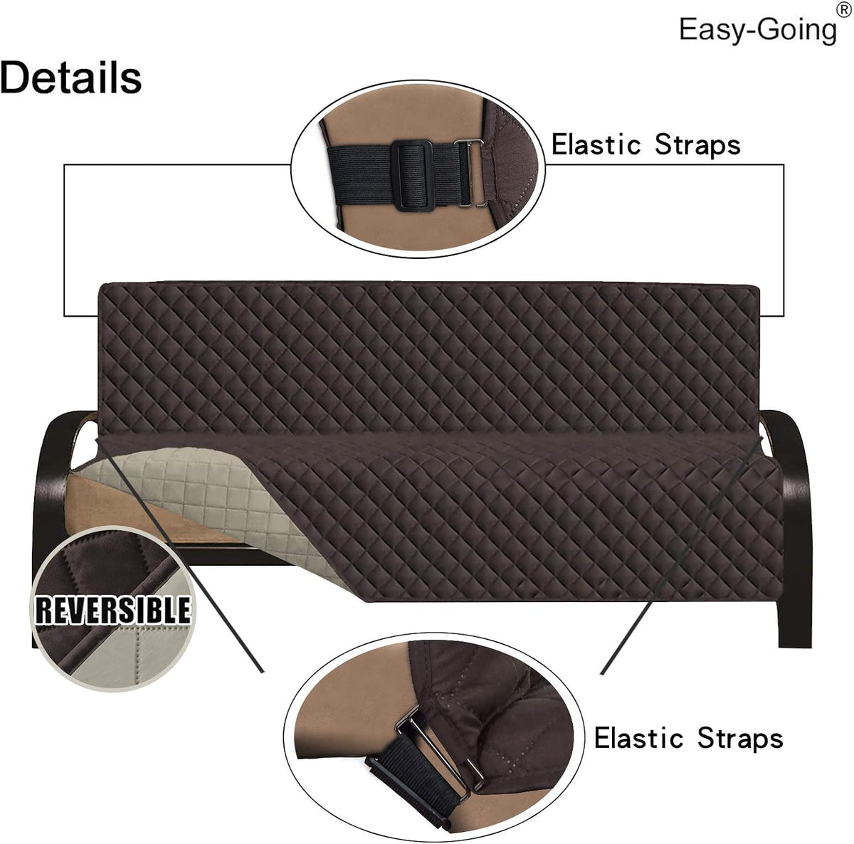 Reversible Couch Cover, 3 Cushion Sofa, Large, Chocolate/Beige | Machine Washable Slipcover For Dogs, Water Resistant Furniture Mat For Living Room, Non-Slip Sofa Cover, Pet Friendly - Colors B