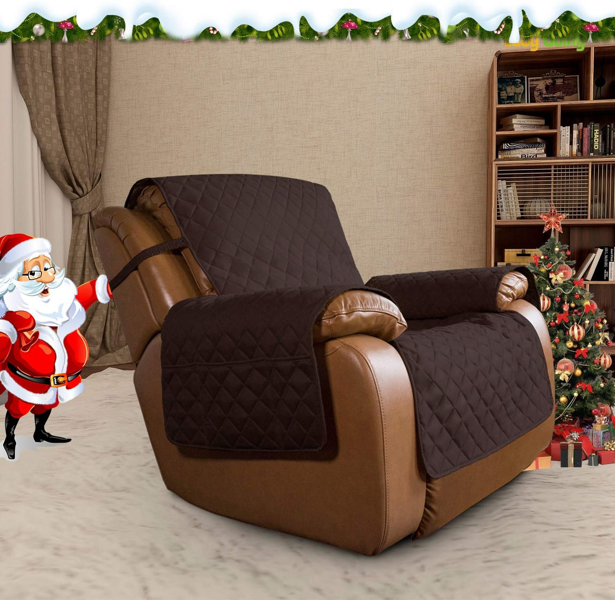 Reversible Couch Cover, 3 Cushion Sofa, Large, Chocolate/Beige | Machine Washable Slipcover For Dogs, Water Resistant Furniture Mat For Living Room, Non-Slip Sofa Cover, Pet Friendly - Colors B
