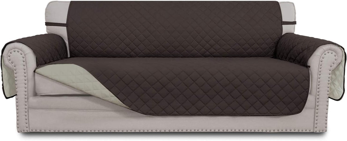 Reversible Couch Cover, 3 Cushion Sofa, Large, Chocolate/Beige | Machine Washable Slipcover For Dogs, Water Resistant Furniture Mat For Living Room, Non-Slip Sofa Cover, Pet Friendly - Colors B