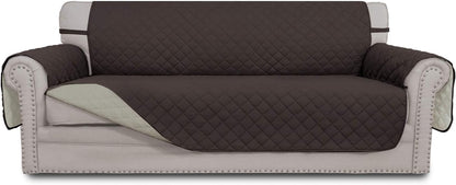 Reversible Couch Cover, 3 Cushion Sofa, Large, Chocolate/Beige | Machine Washable Slipcover For Dogs, Water Resistant Furniture Mat For Living Room, Non-Slip Sofa Cover, Pet Friendly - Colors B