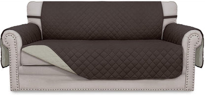 Reversible Couch Cover, 3 Cushion Sofa, Large, Chocolate/Beige | Machine Washable Slipcover For Dogs, Water Resistant Furniture Mat For Living Room, Non-Slip Sofa Cover, Pet Friendly - Colors B
