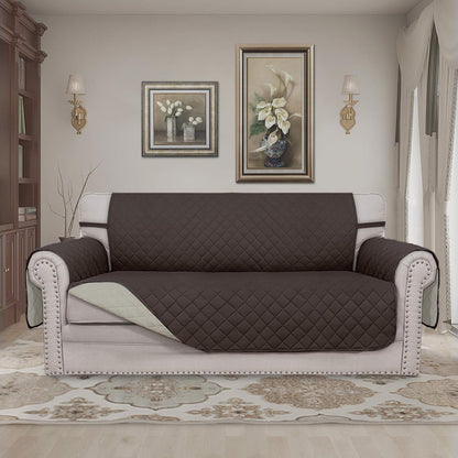 Reversible Couch Cover, 3 Cushion Sofa, Large, Chocolate/Beige | Machine Washable Slipcover For Dogs, Water Resistant Furniture Mat For Living Room, Non-Slip Sofa Cover, Pet Friendly - Colors B