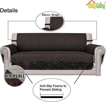 Reversible Couch Cover, 3 Cushion Sofa, Large, Chocolate/Beige | Machine Washable Slipcover For Dogs, Water Resistant Furniture Mat For Living Room, Non-Slip Sofa Cover, Pet Friendly - Colors B