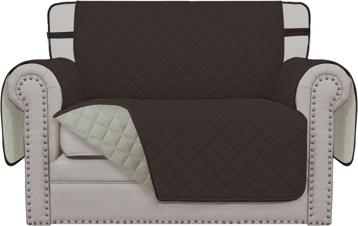 Reversible Couch Cover, 3 Cushion Sofa, Large, Chocolate/Beige | Machine Washable Slipcover For Dogs, Water Resistant Furniture Mat For Living Room, Non-Slip Sofa Cover, Pet Friendly - Colors B