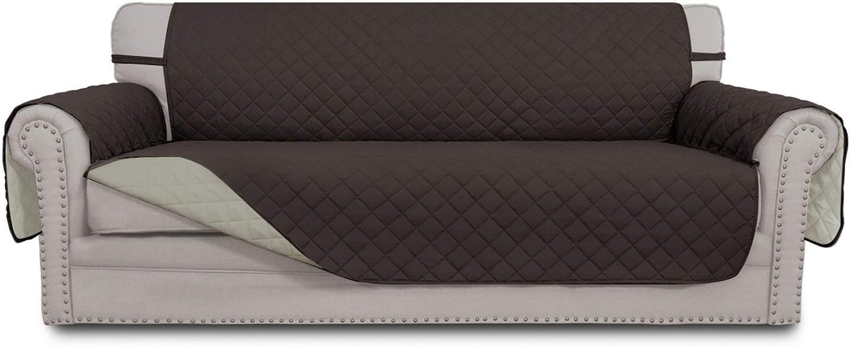 Reversible Couch Cover, 3 Cushion Sofa, Large, Chocolate/Beige | Machine Washable Slipcover For Dogs, Water Resistant Furniture Mat For Living Room, Non-Slip Sofa Cover, Pet Friendly - Colors B