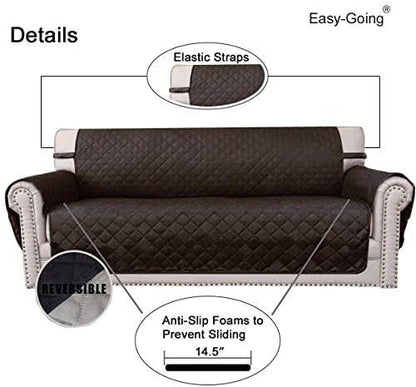 Reversible Couch Cover, 3 Cushion Sofa, Large, Chocolate/Beige | Machine Washable Slipcover For Dogs, Water Resistant Furniture Mat For Living Room, Non-Slip Sofa Cover, Pet Friendly - Colors B