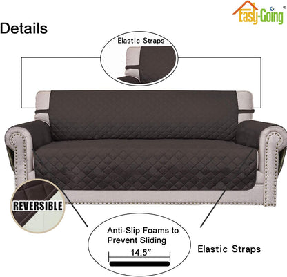 Reversible Couch Cover, 3 Cushion Sofa, Large, Chocolate/Beige | Machine Washable Slipcover For Dogs, Water Resistant Furniture Mat For Living Room, Non-Slip Sofa Cover, Pet Friendly - Colors B