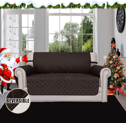 Reversible Couch Cover, 3 Cushion Sofa, Large, Chocolate/Beige | Machine Washable Slipcover For Dogs, Water Resistant Furniture Mat For Living Room, Non-Slip Sofa Cover, Pet Friendly - Colors B