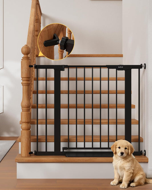 29.5–40.75" Baby Gate for Stairs, 30" Tall Dog Gates for Doorways & Hallways, Safety Gate for Kids & Pets, Pressure-Mounted Walk-Through with Dual Lock & 2-Way Swing, White