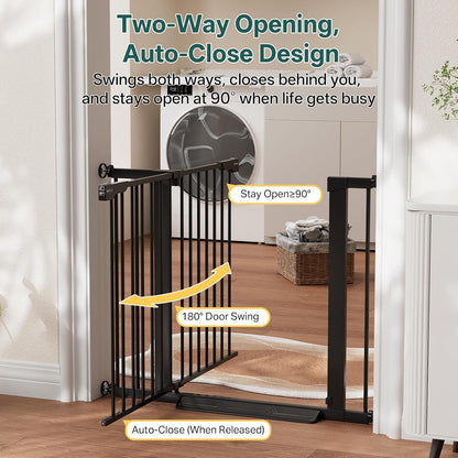 29.5–40.75" Baby Gate for Stairs, 30" Tall Dog Gates for Doorways & Hallways, Safety Gate for Kids & Pets, Pressure-Mounted Walk-Through with Dual Lock & 2-Way Swing, White