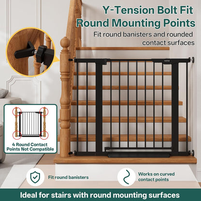 29.5–40.75" Baby Gate for Stairs, 30" Tall Dog Gates for Doorways & Hallways, Safety Gate for Kids & Pets, Pressure-Mounted Walk-Through with Dual Lock & 2-Way Swing, White