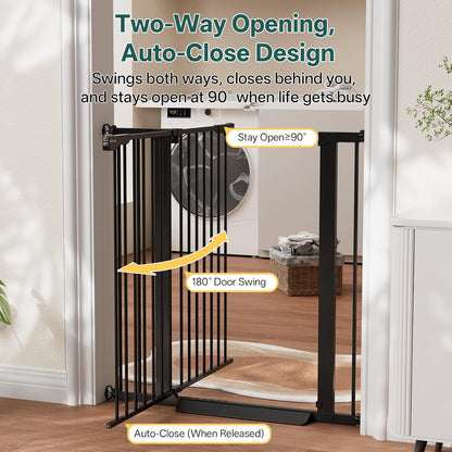 29.5–40.75" Baby Gate for Stairs, 30" Tall Dog Gates for Doorways & Hallways, Safety Gate for Kids & Pets, Pressure-Mounted Walk-Through with Dual Lock & 2-Way Swing, White