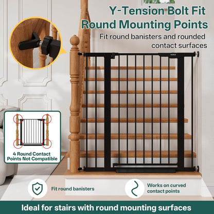 29.5–40.75" Baby Gate for Stairs, 30" Tall Dog Gates for Doorways & Hallways, Safety Gate for Kids & Pets, Pressure-Mounted Walk-Through with Dual Lock & 2-Way Swing, White