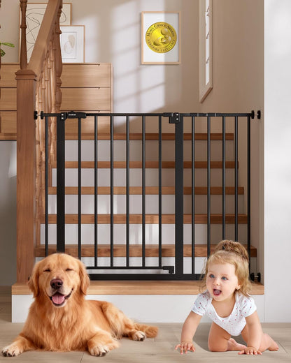 29.5–40.75" Baby Gate for Stairs, 30" Tall Dog Gates for Doorways & Hallways, Safety Gate for Kids & Pets, Pressure-Mounted Walk-Through with Dual Lock & 2-Way Swing, White
