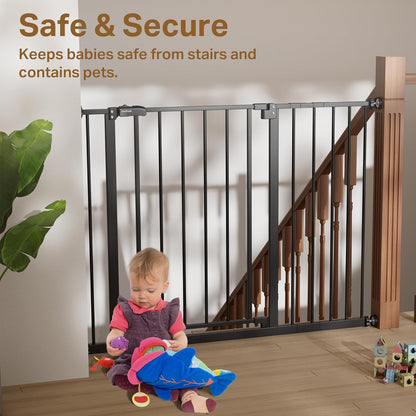 29.5–40.75" Baby Gate for Stairs, 30" Tall Dog Gates for Doorways & Hallways, Safety Gate for Kids & Pets, Pressure-Mounted Walk-Through with Dual Lock & 2-Way Swing, White