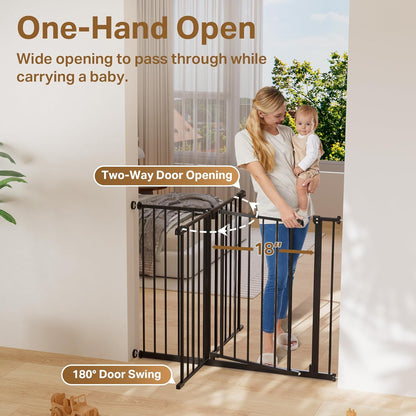 29.5–40.75" Baby Gate for Stairs, 30" Tall Dog Gates for Doorways & Hallways, Safety Gate for Kids & Pets, Pressure-Mounted Walk-Through with Dual Lock & 2-Way Swing, White