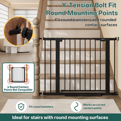 29.5–40.75" Baby Gate for Stairs, 30" Tall Dog Gates for Doorways & Hallways, Safety Gate for Kids & Pets, Pressure-Mounted Walk-Through with Dual Lock & 2-Way Swing, White