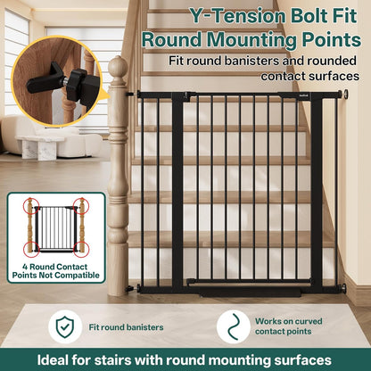 29.5–40.75" Baby Gate for Stairs, 30" Tall Dog Gates for Doorways & Hallways, Safety Gate for Kids & Pets, Pressure-Mounted Walk-Through with Dual Lock & 2-Way Swing, White