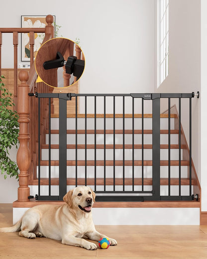 29.5–40.75" Baby Gate for Stairs, 30" Tall Dog Gates for Doorways & Hallways, Safety Gate for Kids & Pets, Pressure-Mounted Walk-Through with Dual Lock & 2-Way Swing, White