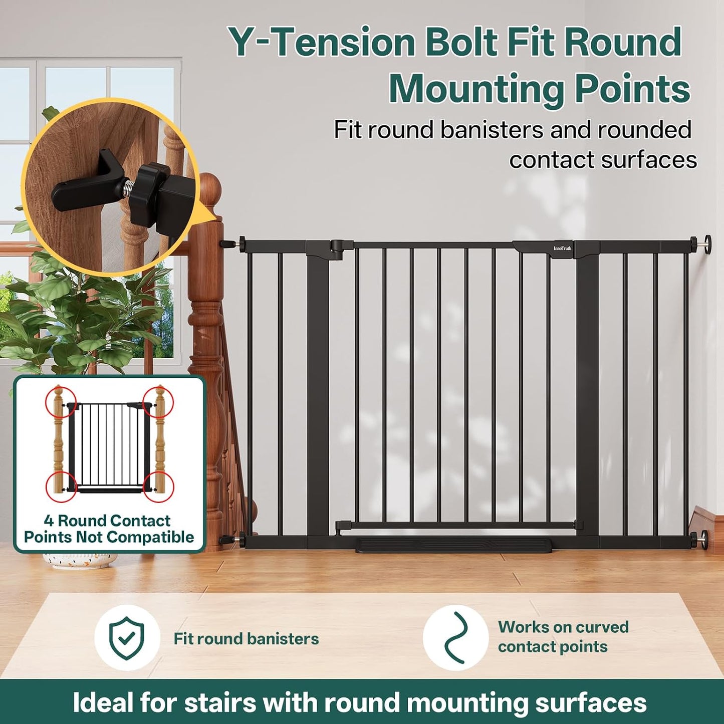 29.5–40.75" Baby Gate for Stairs, 30" Tall Dog Gates for Doorways & Hallways, Safety Gate for Kids & Pets, Pressure-Mounted Walk-Through with Dual Lock & 2-Way Swing, White