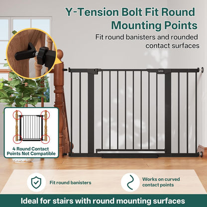 29.5–40.75" Baby Gate for Stairs, 30" Tall Dog Gates for Doorways & Hallways, Safety Gate for Kids & Pets, Pressure-Mounted Walk-Through with Dual Lock & 2-Way Swing, White