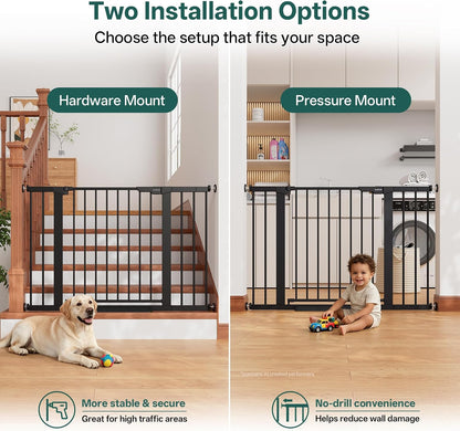 29.5–40.75" Baby Gate for Stairs, 30" Tall Dog Gates for Doorways & Hallways, Safety Gate for Kids & Pets, Pressure-Mounted Walk-Through with Dual Lock & 2-Way Swing, White