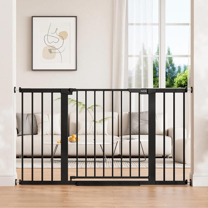 29.5–40.75" Baby Gate for Stairs, 30" Tall Dog Gates for Doorways & Hallways, Safety Gate for Kids & Pets, Pressure-Mounted Walk-Through with Dual Lock & 2-Way Swing, White