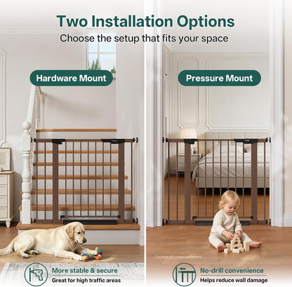 29.5–40.75" Baby Gate for Stairs, 30" Tall Dog Gates for Doorways & Hallways, Safety Gate for Kids & Pets, Pressure-Mounted Walk-Through with Dual Lock & 2-Way Swing, White