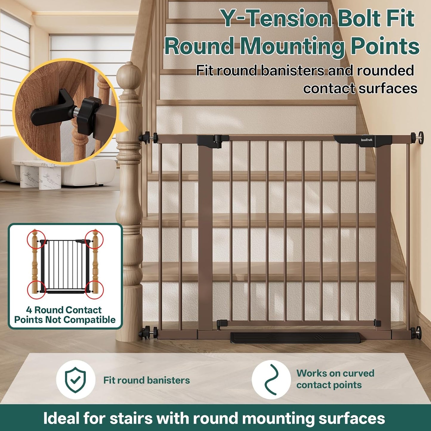 29.5–40.75" Baby Gate for Stairs, 30" Tall Dog Gates for Doorways & Hallways, Safety Gate for Kids & Pets, Pressure-Mounted Walk-Through with Dual Lock & 2-Way Swing, White