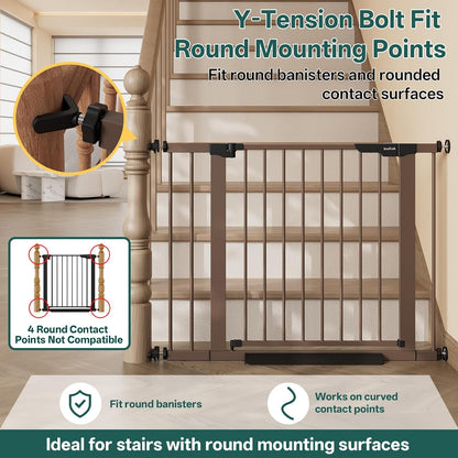 29.5–40.75" Baby Gate for Stairs, 30" Tall Dog Gates for Doorways & Hallways, Safety Gate for Kids & Pets, Pressure-Mounted Walk-Through with Dual Lock & 2-Way Swing, White
