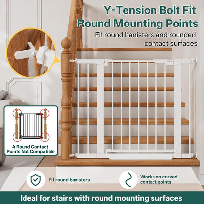 29.5–40.75" Baby Gate for Stairs, 30" Tall Dog Gates for Doorways & Hallways, Safety Gate for Kids & Pets, Pressure-Mounted Walk-Through with Dual Lock & 2-Way Swing, White