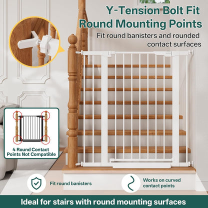 29.5–40.75" Baby Gate for Stairs, 30" Tall Dog Gates for Doorways & Hallways, Safety Gate for Kids & Pets, Pressure-Mounted Walk-Through with Dual Lock & 2-Way Swing, White