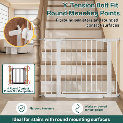 29.5–40.75" Baby Gate for Stairs, 30" Tall Dog Gates for Doorways & Hallways, Safety Gate for Kids & Pets, Pressure-Mounted Walk-Through with Dual Lock & 2-Way Swing, White