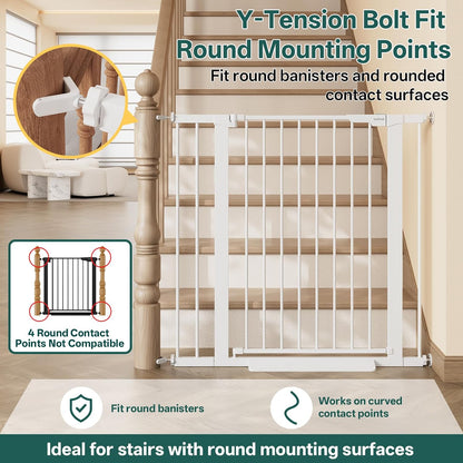 29.5–40.75" Baby Gate for Stairs, 30" Tall Dog Gates for Doorways & Hallways, Safety Gate for Kids & Pets, Pressure-Mounted Walk-Through with Dual Lock & 2-Way Swing, White