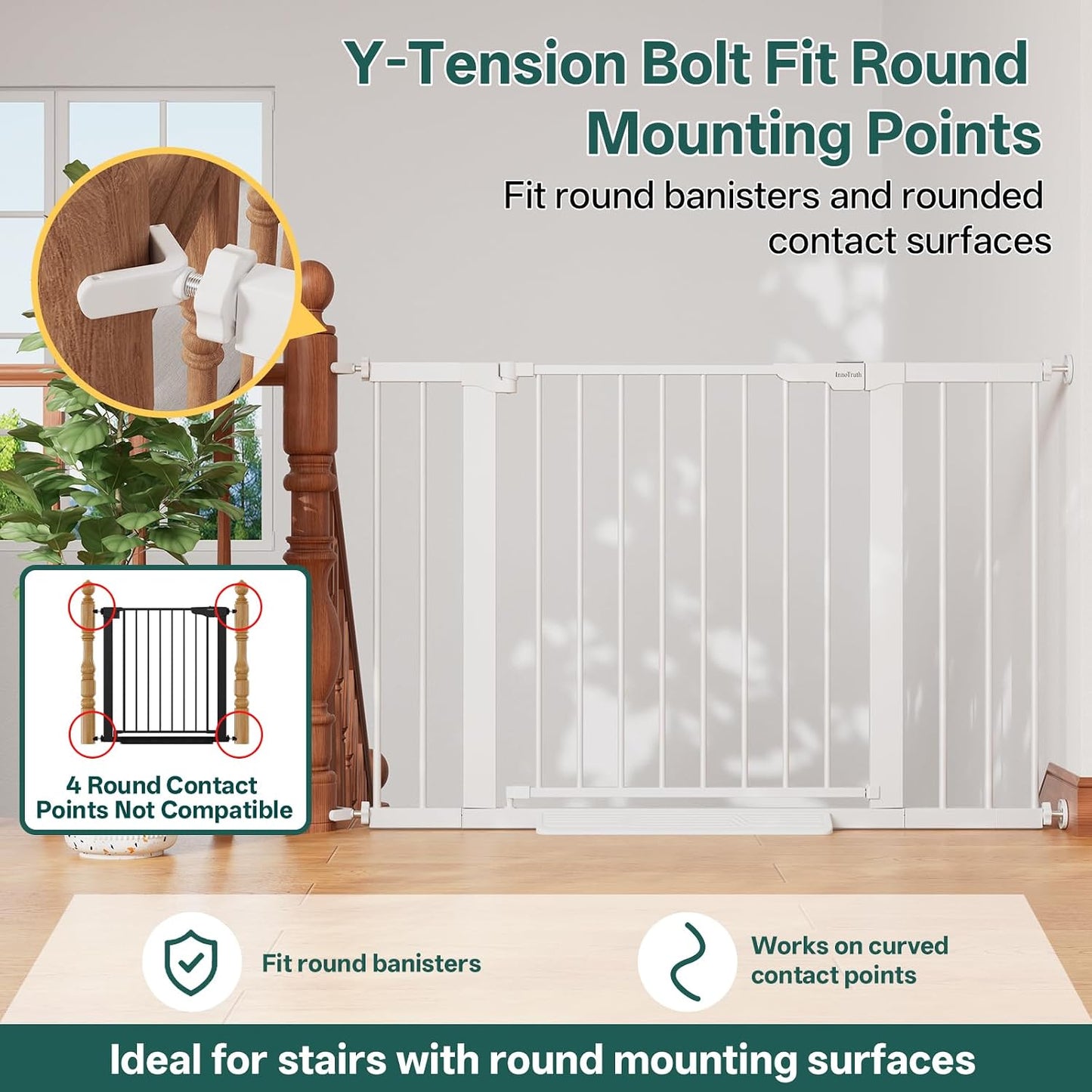 29.5–40.75" Baby Gate for Stairs, 30" Tall Dog Gates for Doorways & Hallways, Safety Gate for Kids & Pets, Pressure-Mounted Walk-Through with Dual Lock & 2-Way Swing, White