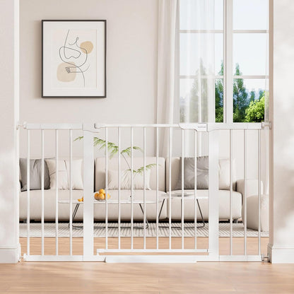 29.5–40.75" Baby Gate for Stairs, 30" Tall Dog Gates for Doorways & Hallways, Safety Gate for Kids & Pets, Pressure-Mounted Walk-Through with Dual Lock & 2-Way Swing, White