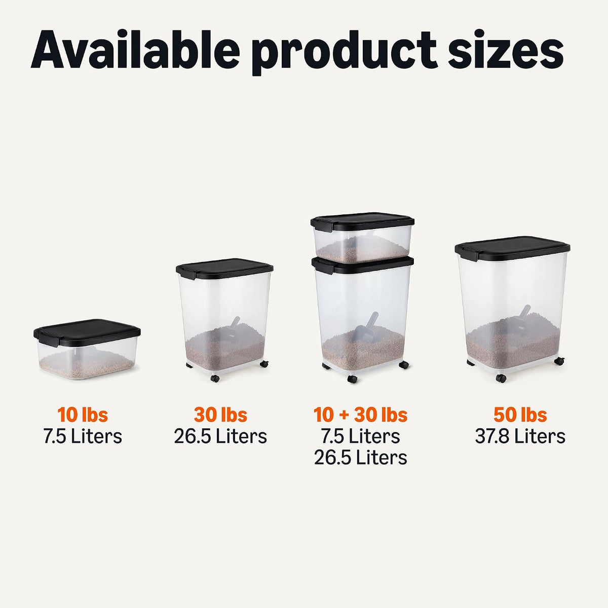 Pet Food Storage Container Set, 30lbs and 10lbs with Scoop, for Dogs and Cats