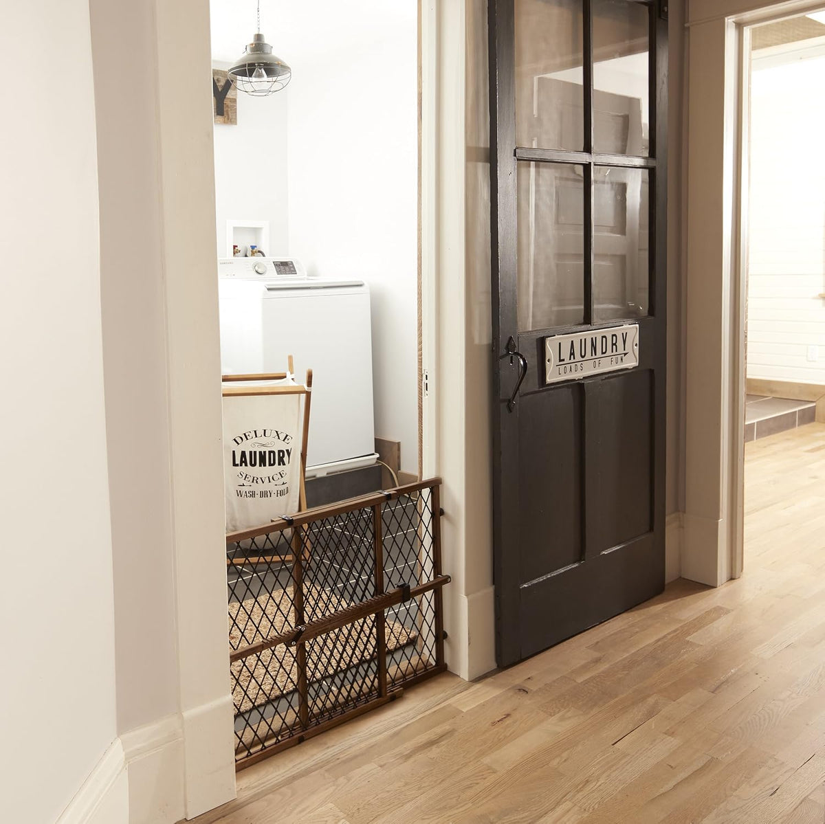 Position & Lock Adjustable Wood Baby Gate (Farmhouse Collection)