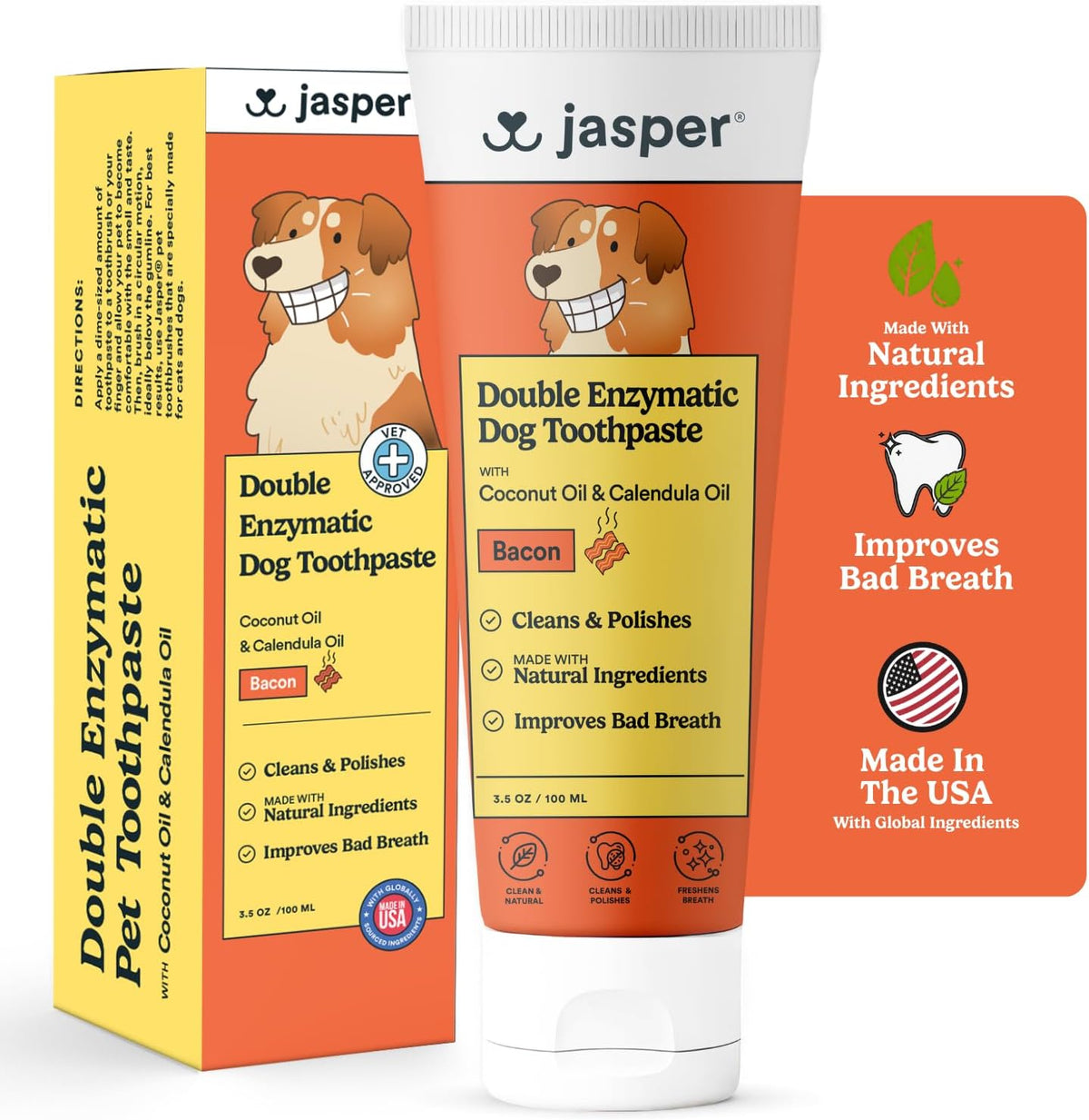 Jasper Dog Tooth Brushing Kit and Dog Toothpaste (Bacon) Kit 360