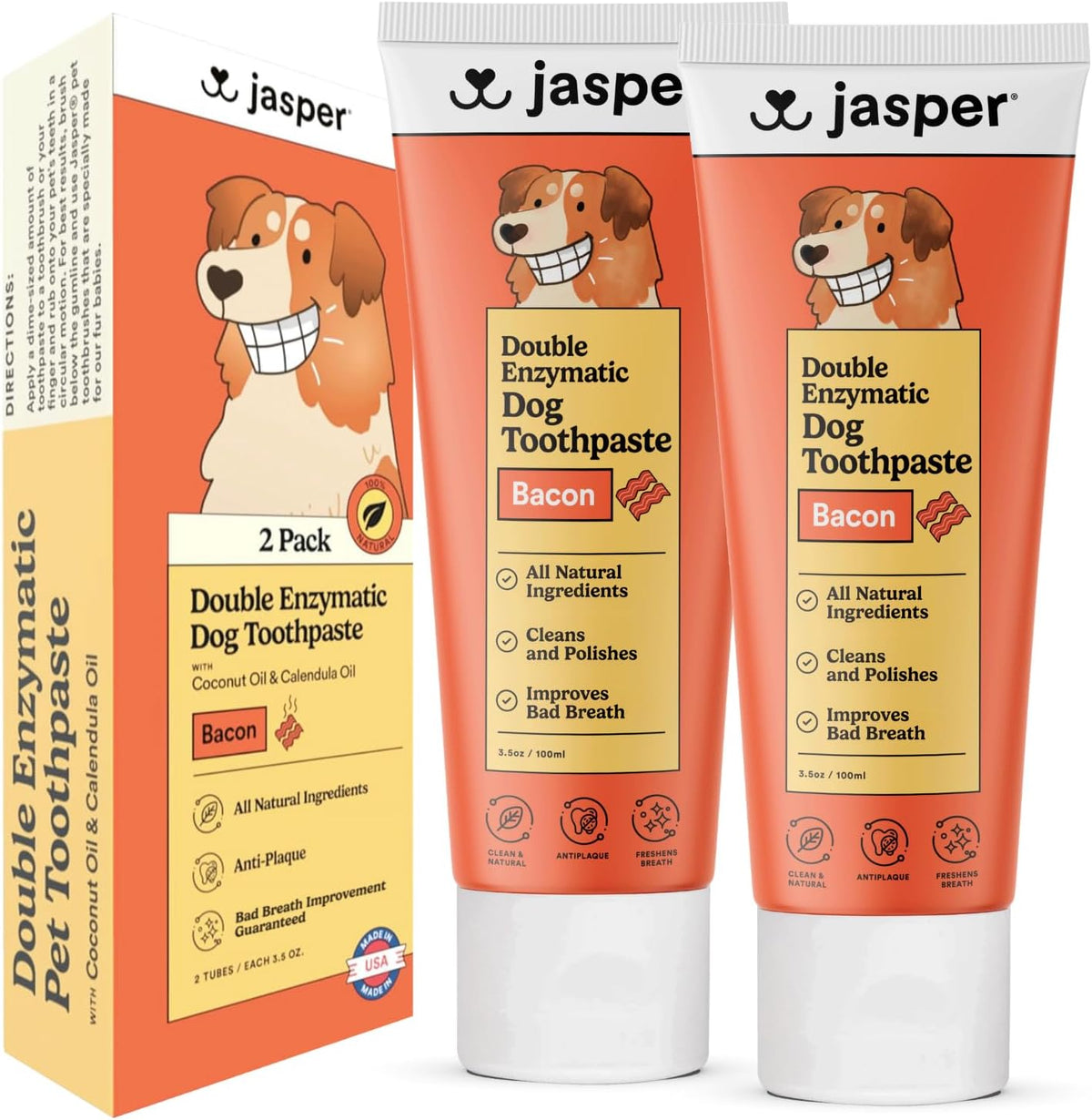 Jasper Dog Tooth Brushing Kit and Dog Toothpaste (Bacon) Kit 360