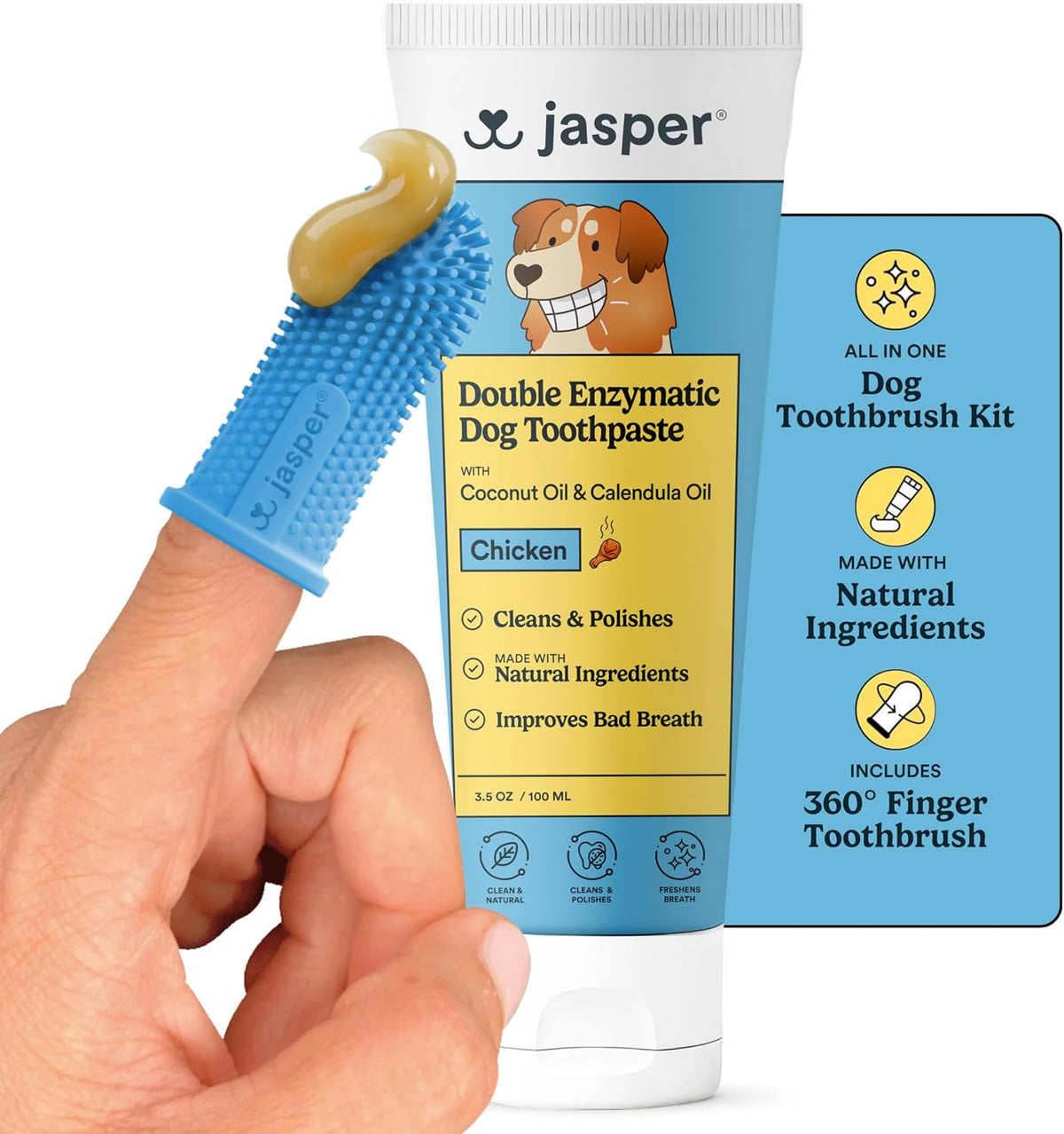 Jasper Dog Tooth Brushing Kit and Dog Toothpaste (Bacon) Kit 360