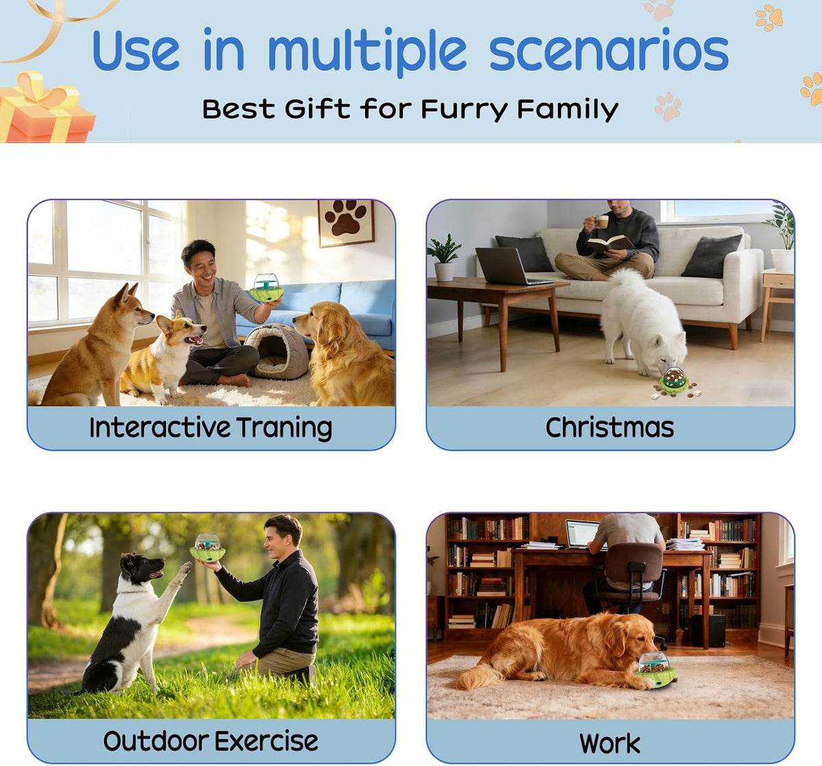 Interactive Dog Puzzle Toy for Smart, Dog Enrichment Toys to Keep Them Busy, Cognitive Dogs Toy to Stimulate Their Brain, Dog's Treat Dispensing Toys with Slow Feeder, Easy to Clean