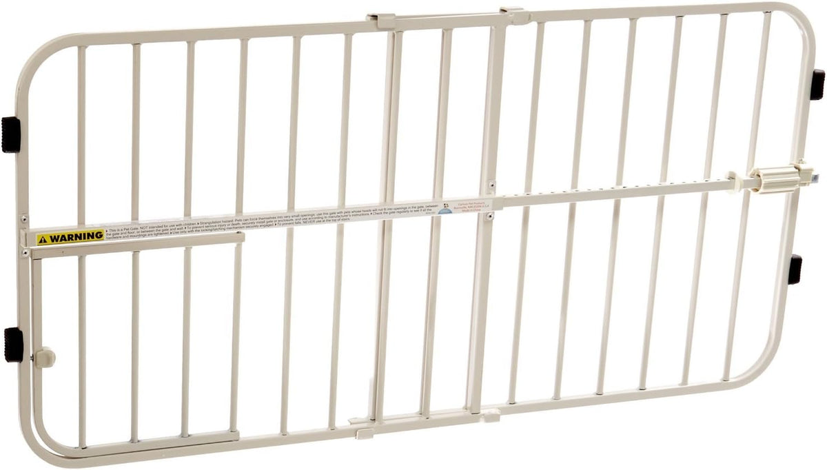 Carlson 24-38" Lil Tuffy Expandable Metal Dog Gate for Doorways, Indoor Pet Gate with Small Pet Door, No-Drill Pressure Mount, White