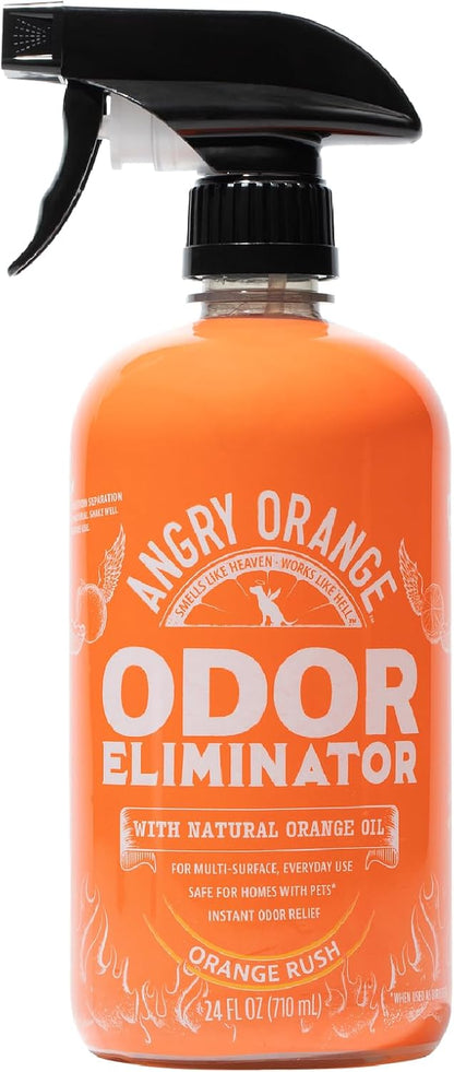 Pet Odor Eliminator for Dog and Cat Urine, Carpet Stains, and Strong Smells – NEW Orange Rush Scent – Citrus Cleaner with Natural Orange Oil – 24 oz