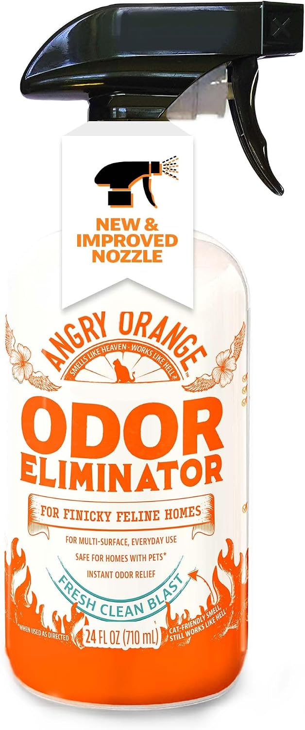 Pet Odor Eliminator for Dog and Cat Urine, Carpet Stains, and Strong Smells – NEW Orange Rush Scent – Citrus Cleaner with Natural Orange Oil – 24 oz