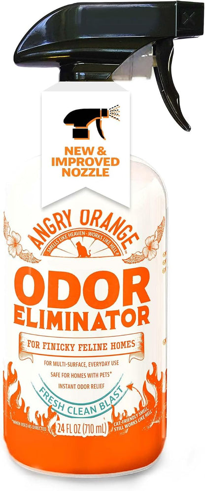 Pet Odor Eliminator for Dog and Cat Urine, Carpet Stains, and Strong Smells – NEW Orange Rush Scent – Citrus Cleaner with Natural Orange Oil – 24 oz