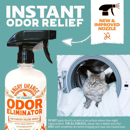 Pet Odor Eliminator for Dog and Cat Urine, Carpet Stains, and Strong Smells – NEW Orange Rush Scent – Citrus Cleaner with Natural Orange Oil – 24 oz