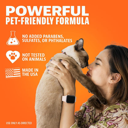 Pet Odor Eliminator for Dog and Cat Urine, Carpet Stains, and Strong Smells – NEW Orange Rush Scent – Citrus Cleaner with Natural Orange Oil – 24 oz